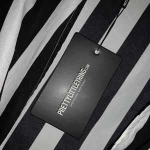 PrettyLittleThing Strip Tie Blouse